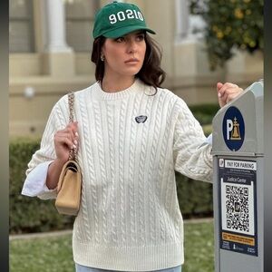 Revolve X Beverly Hills Cable Crew Neck Sweater in Ivory size small